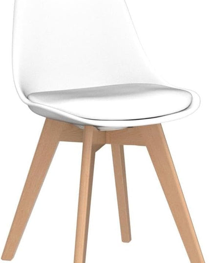 OLIXIS Dining Chairs Set of 4 Mid-Century Modern Dinning Chairs, Living Room Bedroom Outdoor Lounge Chair PU Leather Cushion and Wood Legs, White - LeafyLoom