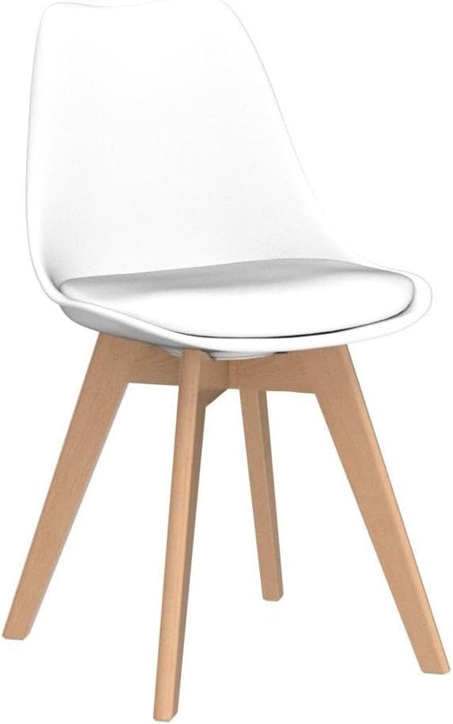 OLIXIS Dining Chairs Set of 4 Mid-Century Modern Dinning Chairs, Living Room Bedroom Outdoor Lounge Chair PU Leather Cushion and Wood Legs, White - LeafyLoom