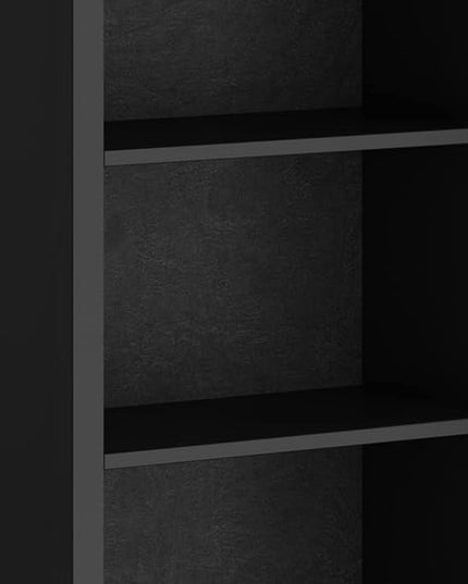 SIMPLIHOME Artisan SOLID WOOD 26 Inch Contemporary 5 Shelf Bookcase in Black, For the Living Room, Study Room and Office - LeafyLoom