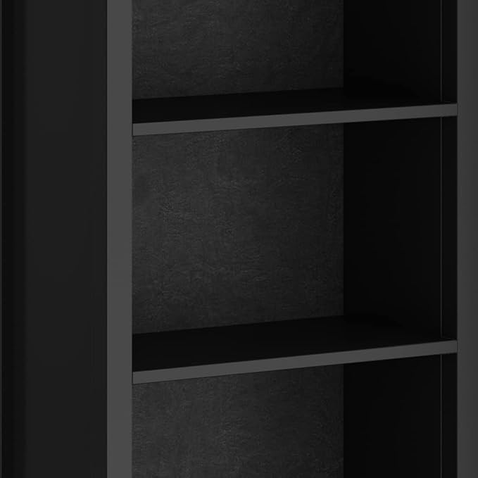 SIMPLIHOME Artisan SOLID WOOD 26 Inch Contemporary 5 Shelf Bookcase in Black, For the Living Room, Study Room and Office - LeafyLoom
