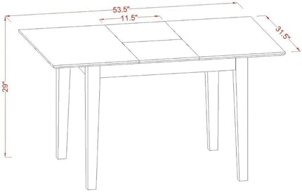 East West Furniture ANFT-OAK-T Norfolk Kitchen Table - a Rectangle Dining Table Top with Butterfly Leaf, 32x54 Inch, OAK - LeafyLoom