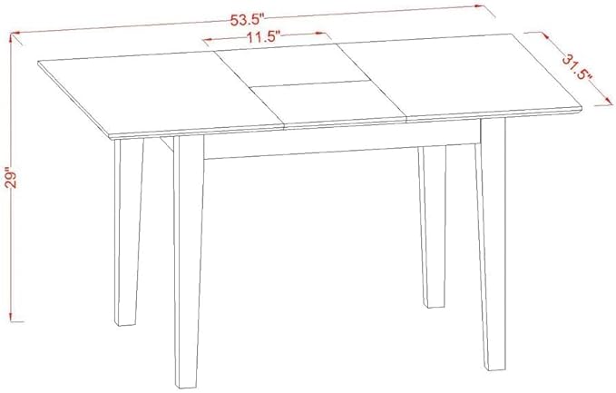 East West Furniture ANFT-OAK-T Norfolk Kitchen Table - a Rectangle Dining Table Top with Butterfly Leaf, 32x54 Inch, OAK - LeafyLoom