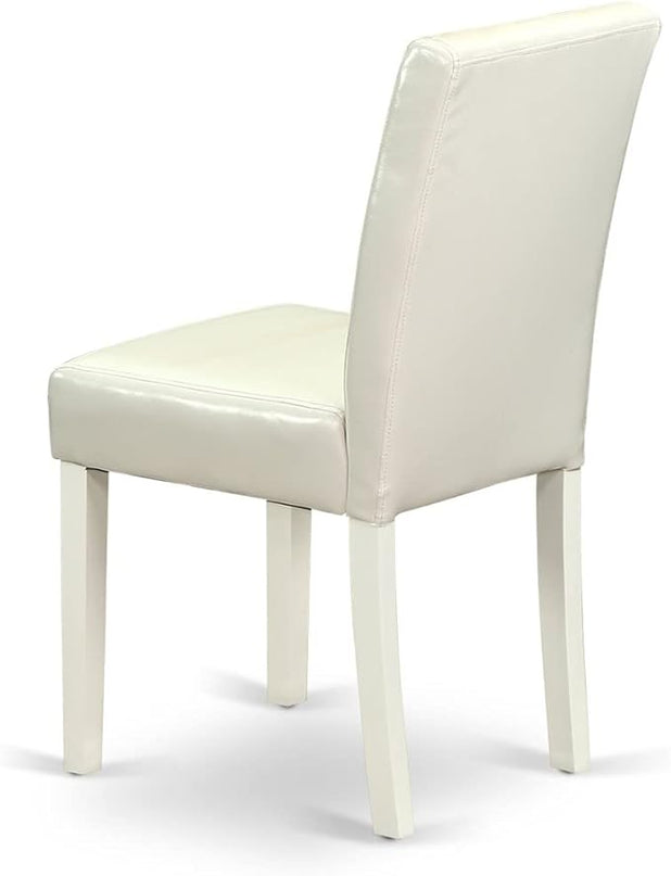 East West Furniture 1NDAB5-LWH-64 5 Piece Dinette Set for 4 Includes a Rectangle Room Table with Dropleaf and 4 White Faux Leather Parson Dining Chairs, 30x48 Inch - LeafyLoom