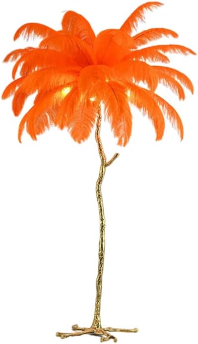 Romantic Ostrich Feather Floor Lamp Modern Luxury Resin Ostrich Feather LED Lamp Living Room Bedroom Corner Decoration Floor lamp(Orange) - LeafyLoom