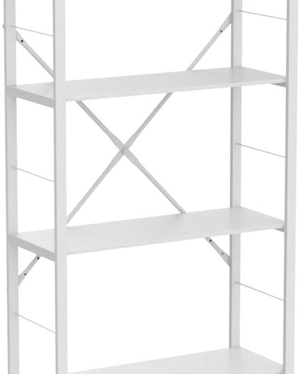 Rustic Bookshelf and Bookcase, Industrial Metal and Wood Book Shelves, 4-tier Shelving Unit for Living Room Bedroom, White Oak - LeafyLoom