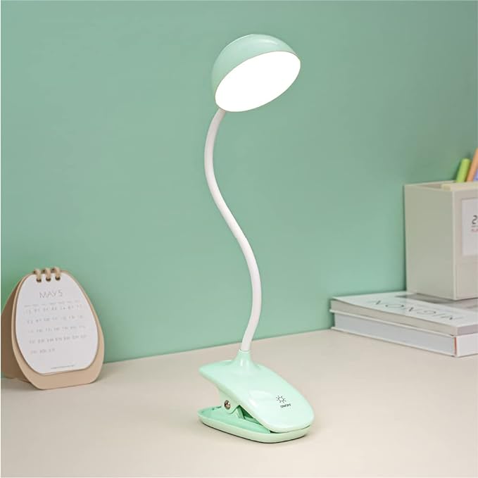 Clip Book Lamp, Foldable Eye Caring Rechargeable Reading Light, Suitable for Reading, Working & Studying (Green) - LeafyLoom