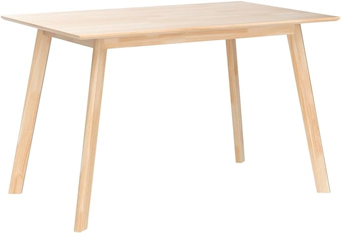 Amazon Basics FSC Certified Solid Wood Kitchen Rectangular Dining Table, Natural Wood, 29.5"D x 47.2"W x 29.5"H - LeafyLoom