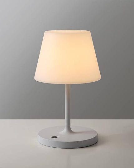 Outdoor Battery Operated Table Lamp Waterproof, 4000mAh Cordless Table Lamp Rechargeable, Touch Dimmable Desk Lamp, LED Night Light for Patio Camping Restaurant Home, H9.6in, White - LeafyLoom