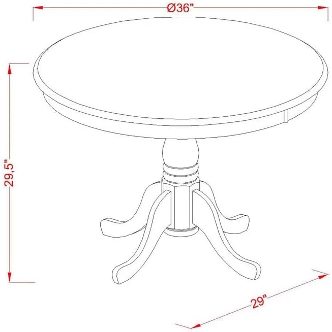 East West Furniture Antique 5 Piece Dinette Set for 4 Includes a Round Kitchen Table with Pedestal and 4 Dining Room Chairs, 36x36 Inch, Linen White - LeafyLoom