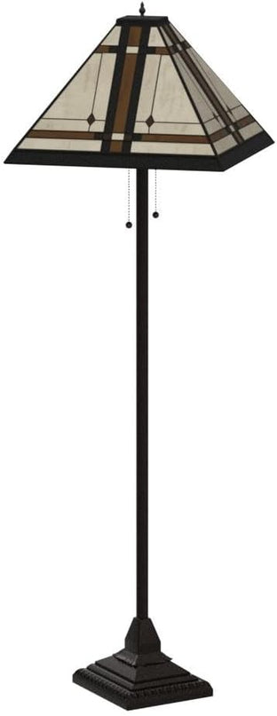 Amora Tiffany Floor Lamp Torchiere - Vintage Standing Light Floor Lamp - 61” Tall Floor Stained Glass Lamp - Tiffany Floor Lamps for Living Room - LeafyLoom