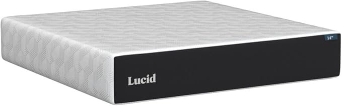 LUCID 14 Inch Memory Foam Mattress - Medium Feel - Memory Foam Infused with Bamboo Charcoal and Gel - Temperature Regulating - Pressure Relief - Breathable - Premium Support - King Size - LeafyLoom
