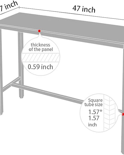 Kitchen Table, Heavy Duty Metal Frame, Industrial Style, for Living, Dining Room, Rustic Brown. - LeafyLoom
