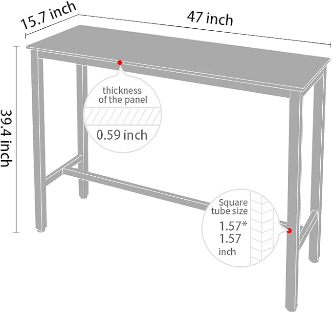 Kitchen Table, Heavy Duty Metal Frame, Industrial Style, for Living, Dining Room, Rustic Brown. - LeafyLoom
