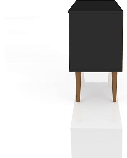 Manhattan Comfort Liberty Mid Century Modern TV Stand for Televisions up to 46 Inches, Bedroom and Living Room Entertainment Center with Storage, Shelves, and Cabinet, 43" Wide, Black - LeafyLoom