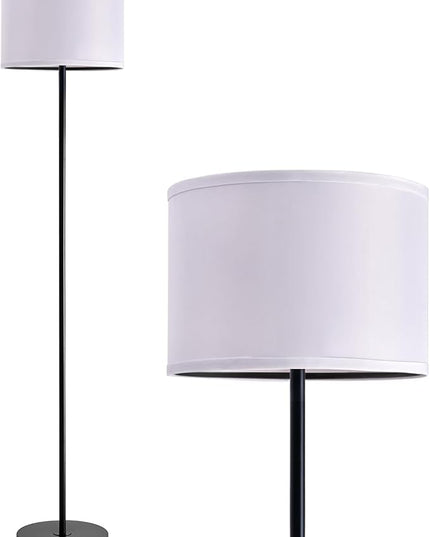 Oneach 61" Farmhouse Industrial Floor Lamp for Living Room Standing Floor Lamp Rustic Floor Lamps for Living Room Bedroom Tall Lamps with Rotary Switch for Bedroom with White Linen Lamp Shade - LeafyLoom
