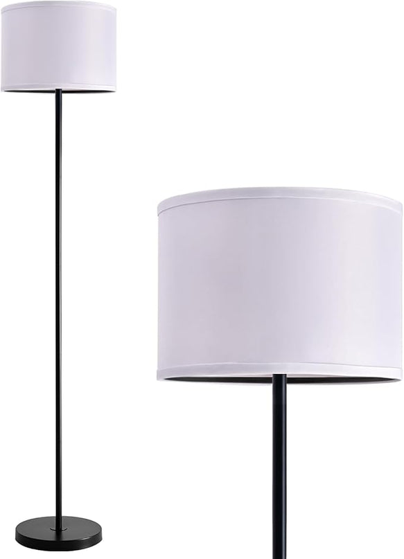Oneach 61" Farmhouse Industrial Floor Lamp for Living Room Standing Floor Lamp Rustic Floor Lamps for Living Room Bedroom Tall Lamps with Rotary Switch for Bedroom with White Linen Lamp Shade - LeafyLoom