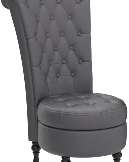 Royal Velvet Accent Chair for Vanity with Storage and Luxurious Upholstery, Retro Design and Versatile Usage for Living Room, Bedroom, Lounge and Office, Grey - LeafyLoom