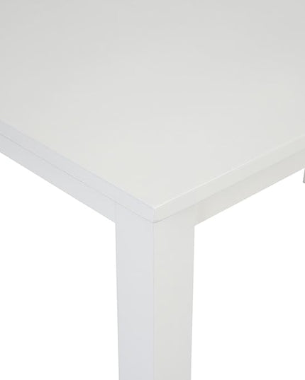 Walker Edison 4 Person Modern Farmhouse Wood Small Dining Table Dining Room Kitchen Table Set Dining 4 X Chairs Set, 48 Inch, White and Grey - LeafyLoom