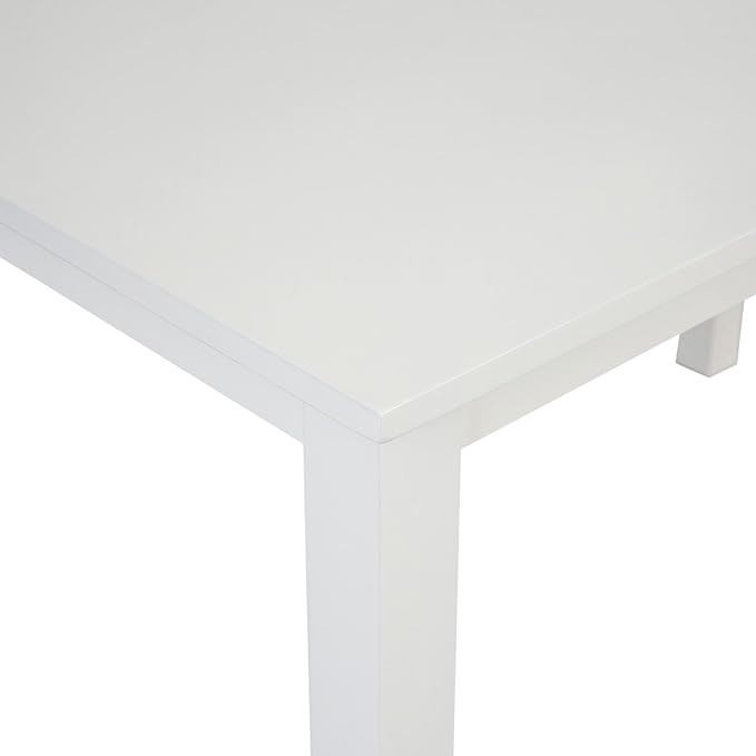 Walker Edison 4 Person Modern Farmhouse Wood Small Dining Table Dining Room Kitchen Table Set Dining 4 X Chairs Set, 48 Inch, White and Grey - LeafyLoom