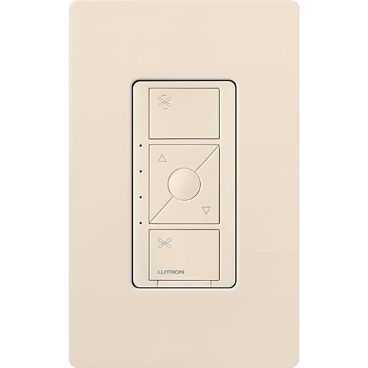 Lutron Caseta Smart Fan Speed Control Switch (Lutron Smart Hub Required), Single-Pole, PD-FSQN-LA, Light Almond Lutron