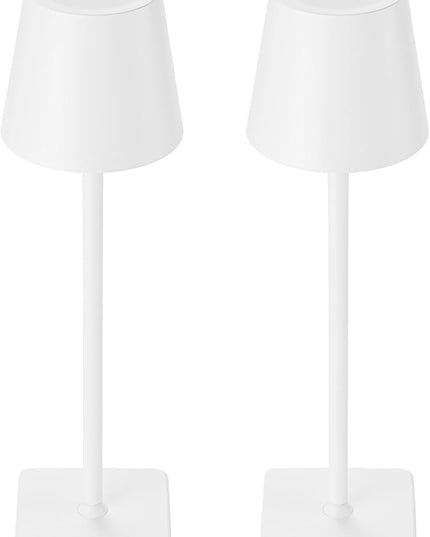 2 Pack Cordless Table Lamp Rechargeable LED Desk Lamp 5200mAh Aluminum Shell Battery Lamps Stepless Dimmable Portable Table Lights for Dinner/Restaurant/Outdoor IP54 Waterproof White - LeafyLoom