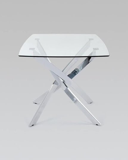 Uptown Club Glass Dining Table with Versatile Rectangular Designs, Tempered Surfaces, and Sturdy Bases for Modern Homes, Seats 4 to 8 People, Elegant Statement Piece, 51" x 32" Metallic - LeafyLoom