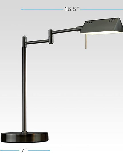 O'Bright LED Pharmacy Table Lamp, Full Range Dimming, 12W LED, 360 Degree Swing Arms, Desk, Reading, Craft, Work Lamp, ETL Tested, Black - LeafyLoom