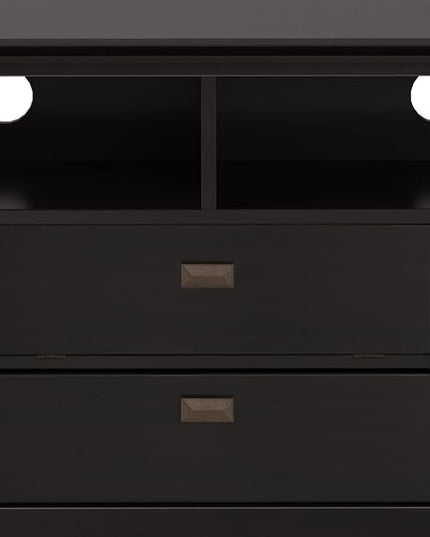 SIMPLIHOME Artisan SOLID WOOD 72 Inch Wide Transitional TV Media Stand in Hickory Brown for TVs up to 80 Inches, For the Living Room and Entertainment Center - LeafyLoom