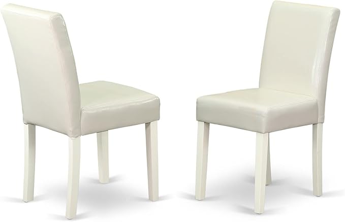 East West Furniture 1NDAB5-LWH-64 5 Piece Dinette Set for 4 Includes a Rectangle Room Table with Dropleaf and 4 White Faux Leather Parson Dining Chairs, 30x48 Inch - LeafyLoom
