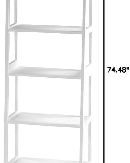 Amazon Basics Rubberwood 5 Shelf Ladder Bookcase, White, 15.03" D x 25.98" W x 74.48" H - LeafyLoom