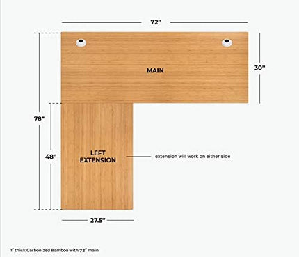 VWINDESK 48 x 27.5 x 1 Inch 100% Solid Bamboo Desk Table Top Only,for Standing Desk Home Office Desk(Right Angle) - LeafyLoom