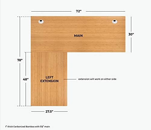 VWINDESK 48 x 27.5 x 1 Inch 100% Solid Bamboo Desk Table Top Only,for Standing Desk Home Office Desk(Right Angle) - LeafyLoom