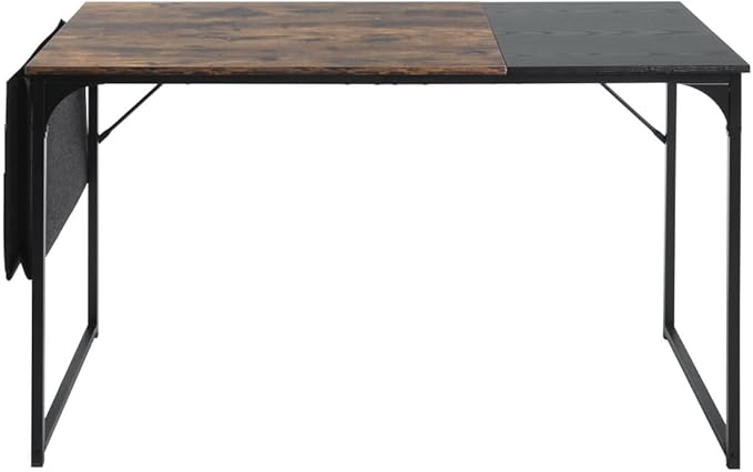 47 inch Study Storage Bag Space Saving for Home Office, Modern Simple Style PC Metal Frame Computer Desk, Writing Table, Brown, Black - LeafyLoom
