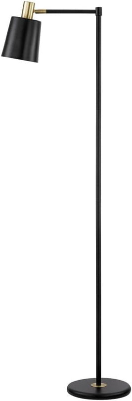 Globe Electric 12916 60" Floor Lamp, Black, Satin Finish, Gold Accents, Floor Lamp for Living Room, Floor Lamp for Bedroom, Home Improvement, Reading Lamp, Home Office Accessories, Room Décor - LeafyLoom