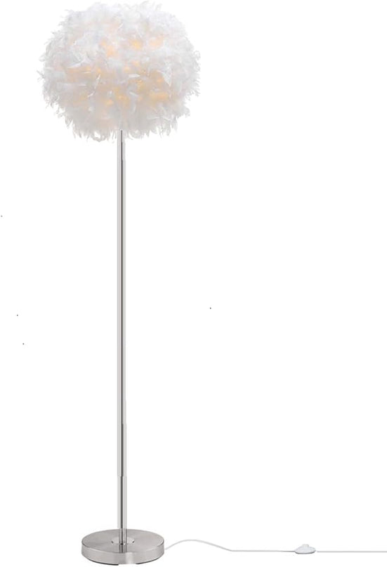 Floor Lamp, Elegant White Feather Standing Lamps with On/Off Switch in Line - LeafyLoom