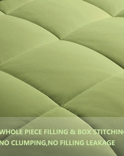 Queen Comforter Set 3 Pieces - Goose Down Alternative with 2 Pillow Shams - Extra Thick - Soft and Comfortable - Machine Washable (Queen,Green) - LeafyLoom