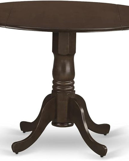 East West Furniture DLT-ESP-TP Dublin Modern Kitchen Table - a Round Dining Table Top with Dropleaf & Pedestal Base, 42x42 Inch, Espresso - LeafyLoom