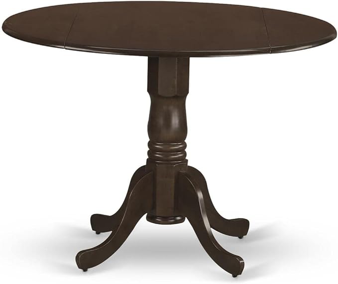 East West Furniture DLT-ESP-TP Dublin Modern Kitchen Table - a Round Dining Table Top with Dropleaf & Pedestal Base, 42x42 Inch, Espresso - LeafyLoom