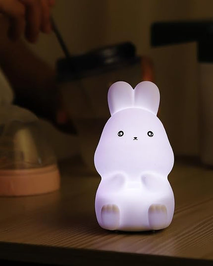 GoLine Mini Bunny Night Lights for Kids Ages 3-8, Cute Silicone Easter Rabbit Lamp with 7 Color, Christmas Birthday Toys Gifts for 4 5 6 7 8 9 10 Year Old Girls Boys Baby Toddlers. - LeafyLoom