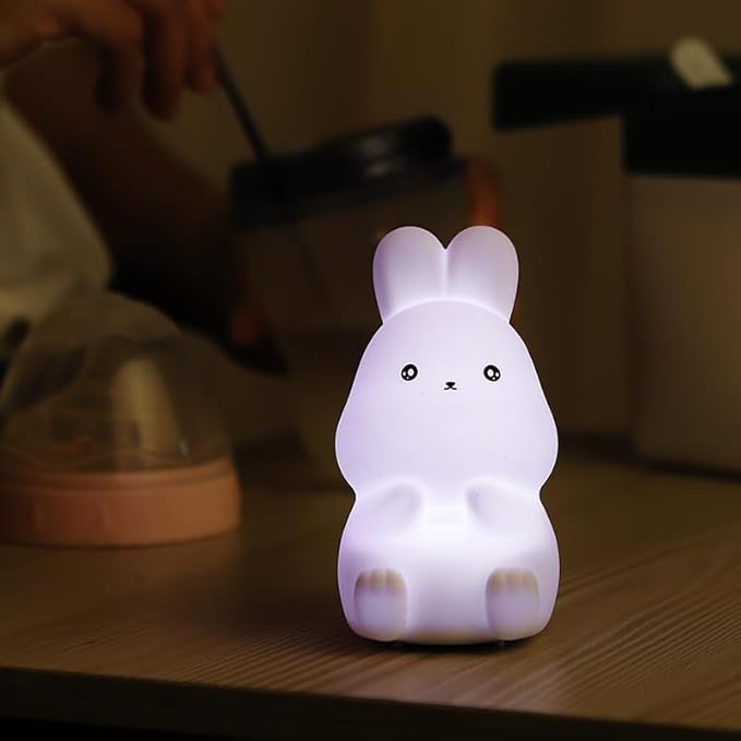 GoLine Mini Bunny Night Lights for Kids Ages 3-8, Cute Silicone Easter Rabbit Lamp with 7 Color, Christmas Birthday Toys Gifts for 4 5 6 7 8 9 10 Year Old Girls Boys Baby Toddlers. - LeafyLoom