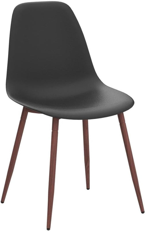 CangLong Modern Dining Chairs Set of 4 with Plastic Cushion Metal Legs Side Chairs for Kitchen,Living Room,Black - LeafyLoom