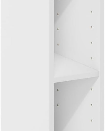 Furinno Fulda 2-Tier Space Saving Storage Shelf Bookcase, 6-Inch Width, White - LeafyLoom