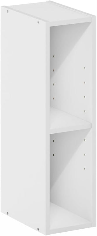 Furinno Fulda 2-Tier Space Saving Storage Shelf Bookcase, 6-Inch Width, White - LeafyLoom