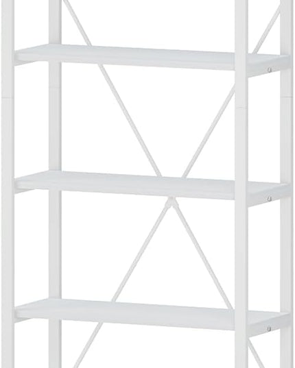 FATORRI 5 Tier Bookshelf, Metal and Wood Bookcase, Etagere Book Shelf for Display, Modern Shelving Unit Tall Book case for Home Office, Living Room, Bedroom (White Oak) - LeafyLoom