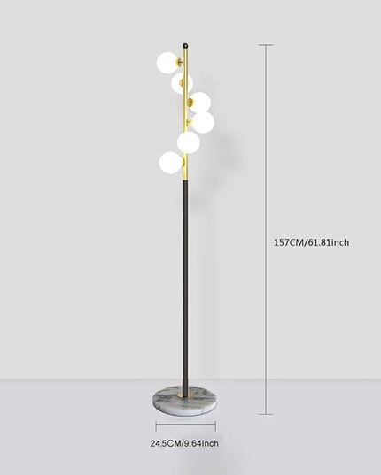 Hsyile Lighting KU300205 White Glass Shade and Marble Base Elegant Modern Creative Floor Lamp for Living Room,Bedroom,Office,6 Lights - LeafyLoom