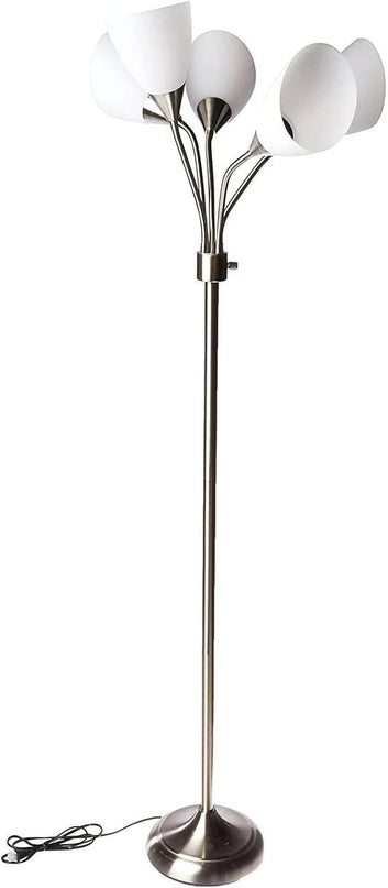 Adesso 7205-22 Multi-White Shade Floor Lamp, Adjustable Gooseneck Arms, Silver - LeafyLoom