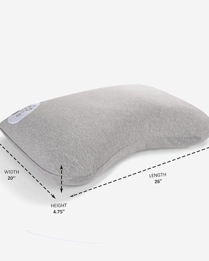 Bedgear Flow Cuddle Curve Pillow - Size 0.0 - Breathable Side Sleeper Pillow - Soft Bed Pillow - Hypoallergenic and Removable Cover - 20" W x 26" L x 4.75" H - LeafyLoom