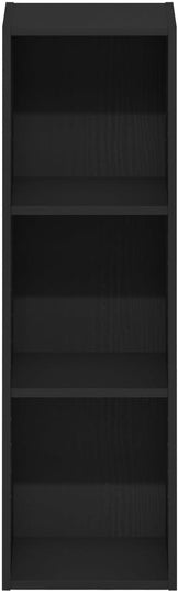 Furinno Fulda 3-Tier Space Saving Storage Shelf Bookcase, 10-Inch Width, Blackwood - LeafyLoom