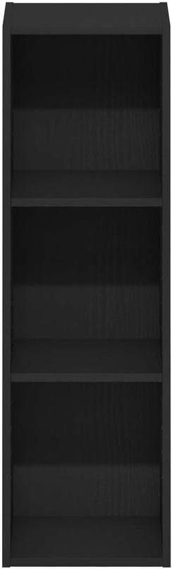 Furinno Fulda 3-Tier Space Saving Storage Shelf Bookcase, 10-Inch Width, Blackwood - LeafyLoom
