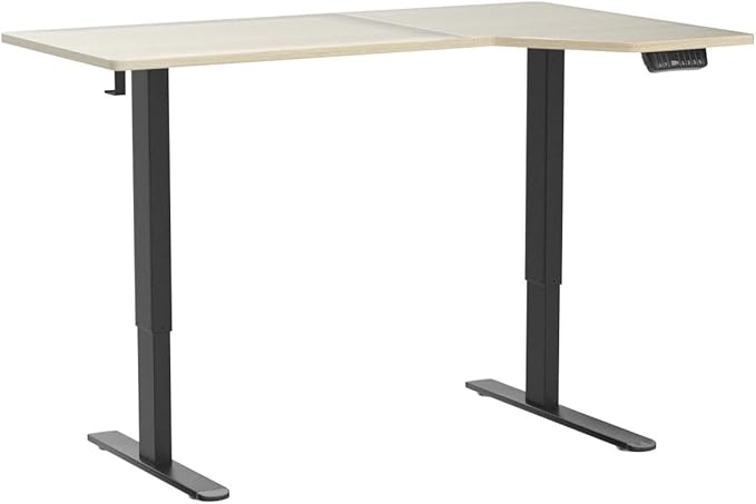 Electric Standing Desk, Height Adjustable Sit Stand up Desk, L-Shaped Memory Home Office Desk with Hook, 55 x 34 inch - LeafyLoom